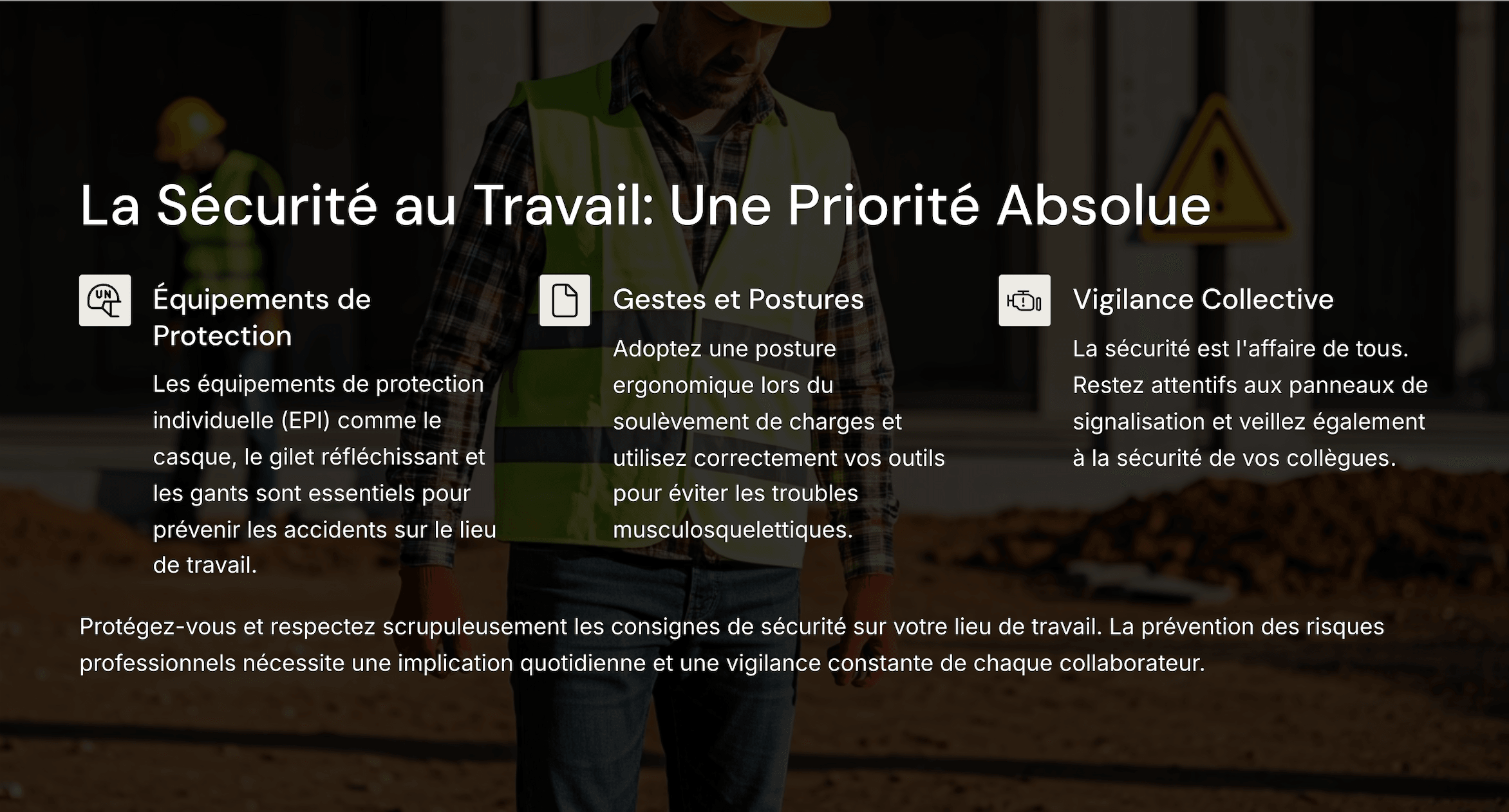 LA SÉCURITÉ AU TRAVAIL